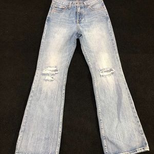 Levi's Light Washed Distressed Flared Jeans